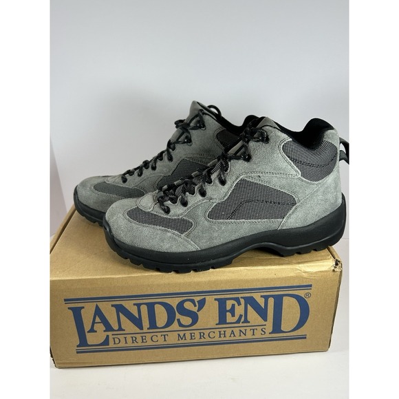 Lands End Mens Hiking Boots Grey Suede Mesh Water Repellent Size 10 NEW W/box main image 5